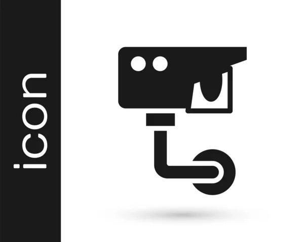 Icône Caméra Sécurité Noire Isolée Sur Fond Blanc Vecteur — Image vectorielle