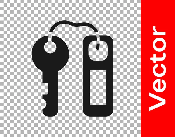 Black Hotel Door Lock Key Number Tag Icon Isolated Transparent — Stock Vector