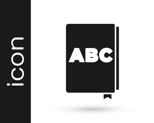 黑色Abc图书图标孤立在白色背景 词典书签 字母书图标 — 图库矢量图片