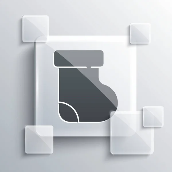 Grau Baby Socken Kleidungssymbol Isoliert Auf Grauem Hintergrund Quadratische Glasscheiben — Stockvektor