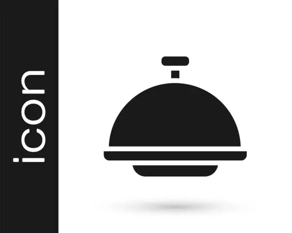 Черный Covered Иконой Еды Выделенной Белом Фоне Поднос Знак Крышки — стоковый вектор
