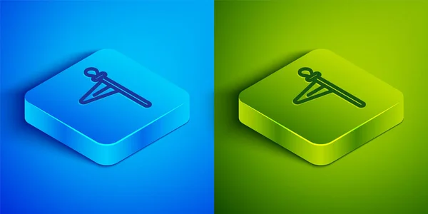 Isometric Line Medieval Flag Icon Isolated Blue Green Background Country — Stock Vector