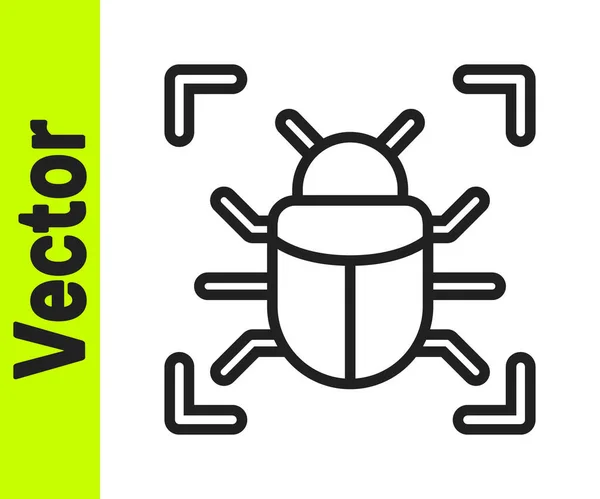 Black Line System Bug Concept Icon Isoliert Auf Weißem Hintergrund — Stockvektor