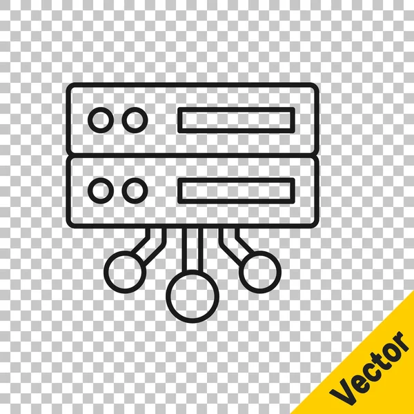 Black Line Server Data Web Hosting Icon Isolert Gjennomsiktig Bakgrunn – stockvektor