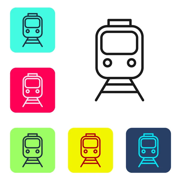 Czarna Linia Pociąg Ikona Kolejowa Izolowane Białym Tle Symbol Transportu — Wektor stockowy