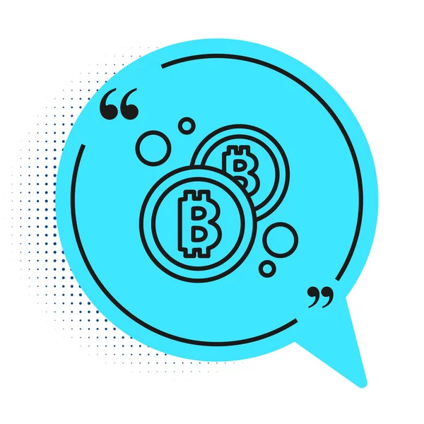 Schwarze Linie Kryptowährungsmünze Bitcoin Symbol Isoliert Auf Weißem Hintergrund Physische — Stockvektor