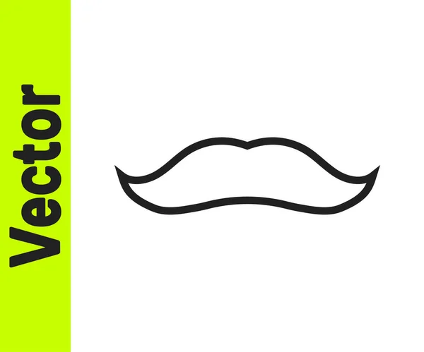 Black Line Mustache Icon Isolated White Background Barbershop Symbol Facial — Stock Vector