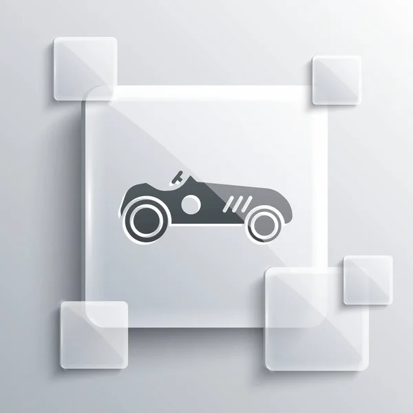 Gris Vintage Deporte Coche Carreras Icono Aislado Sobre Fondo Gris — Vector de stock