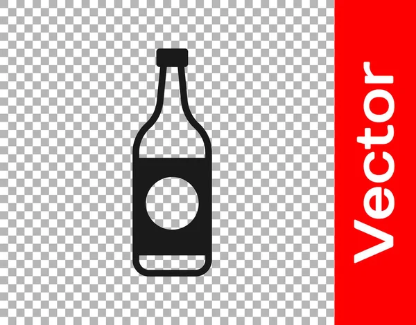 Das Symbol Der Schwarzen Bierflasche Isoliert Auf Transparentem Hintergrund Vektorillustration — Stockvektor