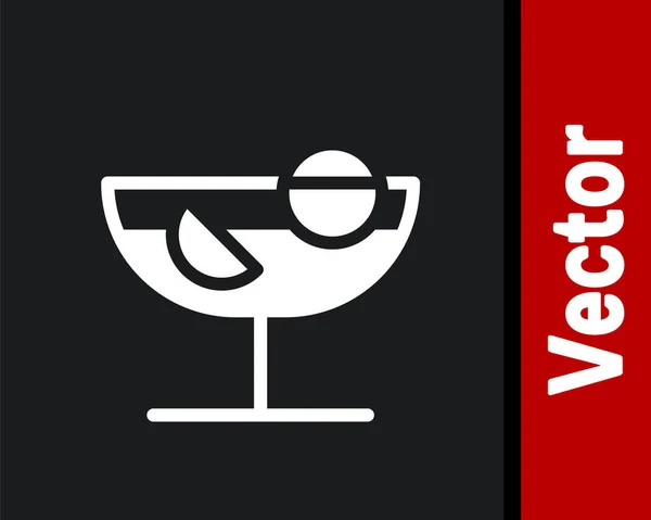 Weißes Cocktail Symbol Isoliert Auf Schwarzem Hintergrund Vektorillustration — Stockvektor