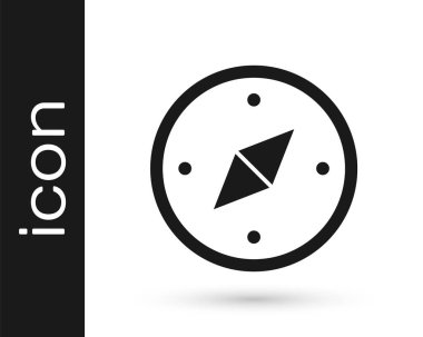 Siyah Pusula simgesi beyaz arkaplanda izole edildi. Rüzgâr yön bulma sembolü. Rüzgar gül işareti. Vektör.