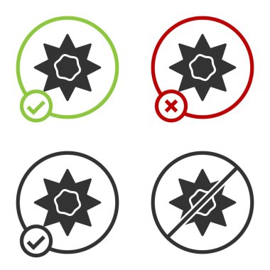 Siyah Güneş simgesi beyaz arkaplanda izole edildi. Yaz sembolü. Güneşli bir gün. Çember düğmesi. Vektör.