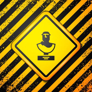 Siyah Kadim büst heykel ikonu sarı arkaplanda izole edilmiş. Uyarı işareti. Vektör.