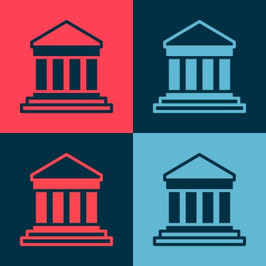 Atina, Akropolis, Yunanistan 'dan Pop Art Parthenon renkli arka planda izole edildi. Antik Yunan ulusal simgesi. Vektör.