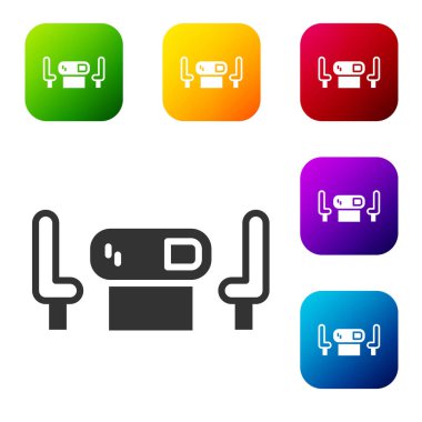 Siyah Poker masa simgesi beyaz arkaplanda izole edildi. Renkli kare düğmelerle simgeleri ayarla. Vektör.