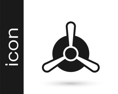 Siyah Uçak pervane simgesi beyaz arkaplanda izole edildi. Klasik uçak pervanesi. Vektör.