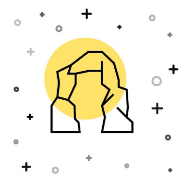 Siyah çizgi Büyük Kanyon simgesi beyaz arkaplanda izole edildi. Arizona 'daki ulusal park. Rastgele dinamik şekiller. Vektör İllüstrasyonu.