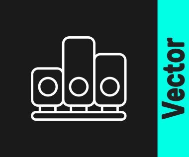 Beyaz çizgi sıralama yıldızı simgesi siyah arkaplanda izole edildi. Yıldız değerlendirme sistemi. Favori, en iyi derecelendirme, ödül sembolü. Vektör.