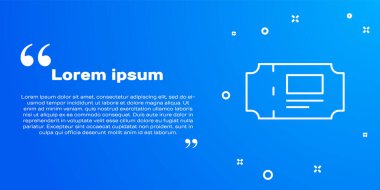 Beyaz çizgi müze bileti ikonu mavi arka planda izole edildi. Tarih müzesi bileti etkinliği sergi gezisini kabul ediyor. Vektör.