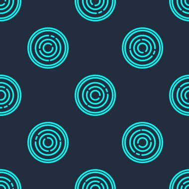 Yeşil çizgi Checker oyun çipleri simgesi mavi arkaplanda izole edilmiş pürüzsüz desen. Vektör.