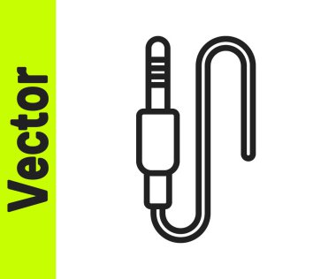 Siyah çizgi ses kriko simgesi beyaz arkaplanda izole edildi. Bağlantı ses ekipmanları için ses kablosu. Fiş kablosu. Müzik aleti. Vektör.