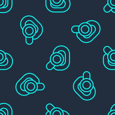 Yeşil çizgi işitme cihazı ikonu mavi arka planda kusursuz desen izole etti. Kulak ve işitme. Vektör.