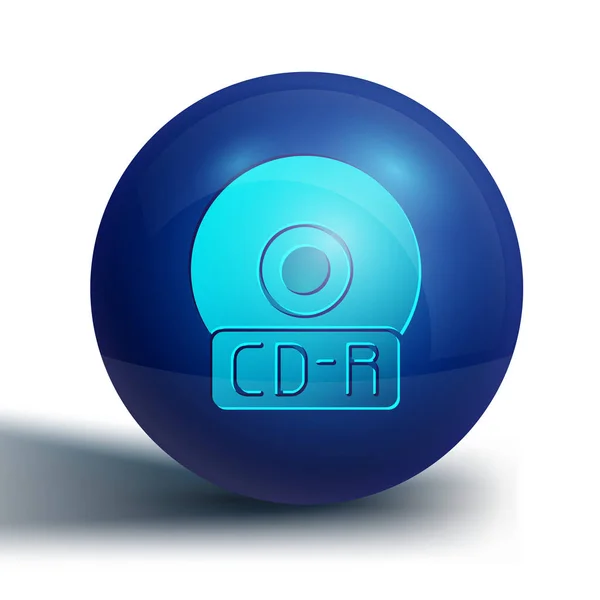 蓝色Cd或Dvd光盘图标隔离在白色背景上 光盘标志 蓝色圆环按钮 病媒图解 — 图库矢量图片