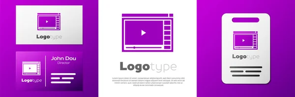 Logotype Ligne Jouer Icône Vidéo Isolé Sur Fond Blanc Bande — Image vectorielle