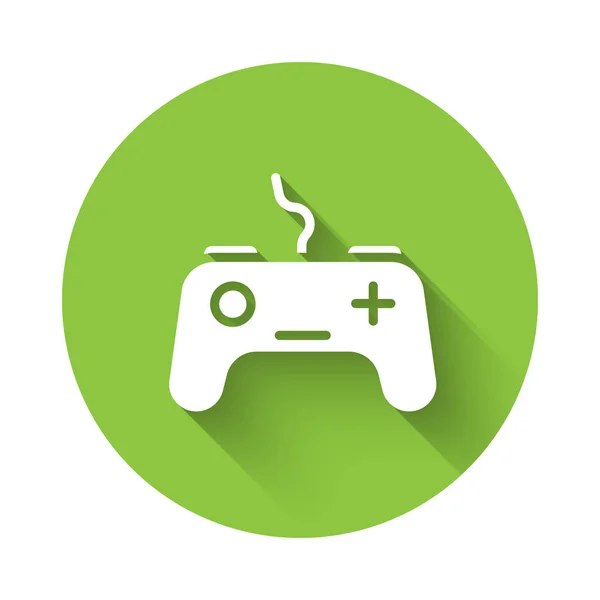 Ícone Gamepad Branco Isolado Com Sombra Longa Controlador Jogo Botão — Vetor de Stock