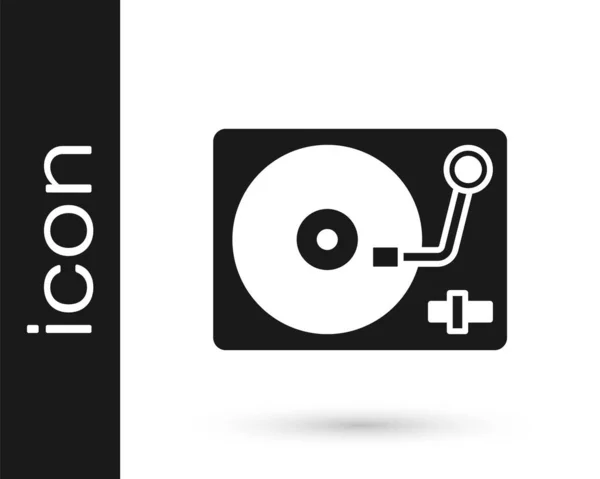 Black Vinyl Player Vinyl Disk Icon Isolated White Background Vector — Stock Vector