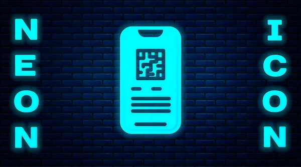 Glowing Neon Online Ticket Booking Buying App Interface Icon Isolated — Stock Vector