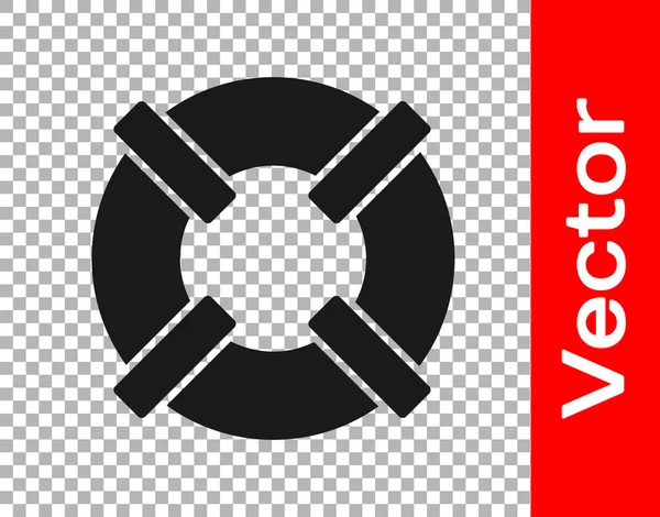 Icono Black Lifebuoy Aislado Sobre Fondo Transparente Símbolo Del Salvavidas — Vector de stock