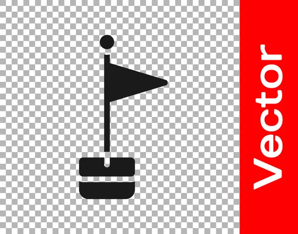 Zwarte Vlag Pictogram Geïsoleerd Transparante Achtergrond Locatiemarkering Symbool Vector — Stockvector