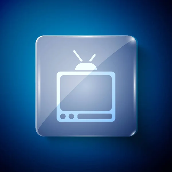 Icono Blanco Retro Aislado Sobre Fondo Azul Señal Televisión Paneles — Vector de stock