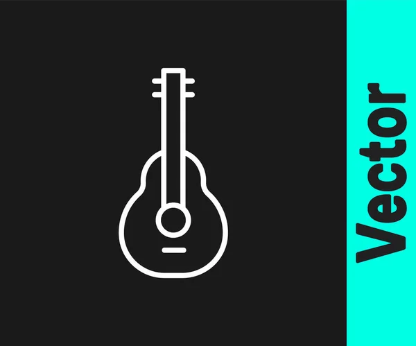 Weiße Linie Mexikanische Gitarre Ikone Isoliert Auf Schwarzem Hintergrund Akustische — Stockvektor