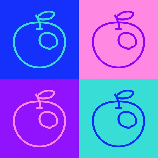 Pop Art Line Icono Manzana Genéticamente Modificado Aislado Sobre Fondo — Vector de stock