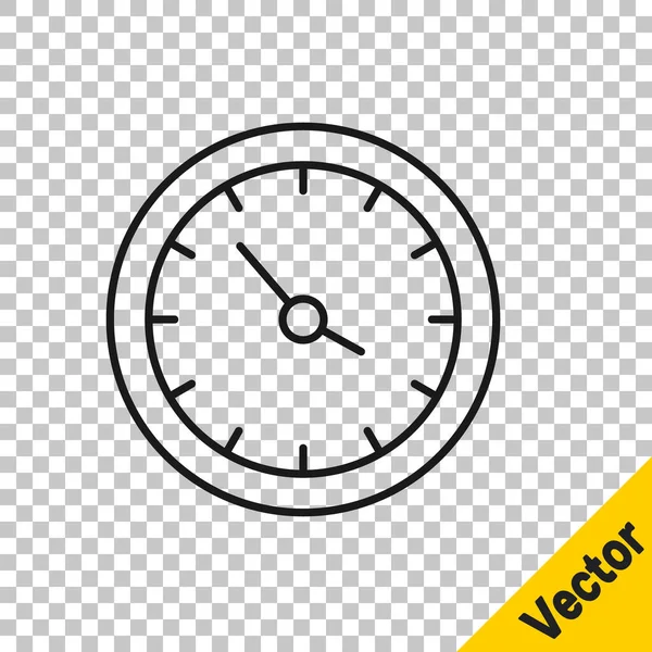 Černá Čára Vlakové Nádraží Ikona Hodiny Izolované Průhledném Pozadí Vektor — Stockový vektor