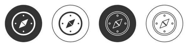 Svart Kompass Ikon Isolerad Vit Bakgrund Windrose Navigeringssymbol Vindrosa Tecken — Stock vektor