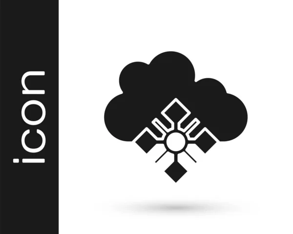 Zwarte Wolk Met Sneeuw Pictogram Geïsoleerd Witte Achtergrond Wolk Met — Stockvector