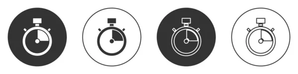 Μαύρο Εικονίδιο Stopwatch Απομονώνεται Λευκό Φόντο Χρονόμετρο Χρονόμετρο Κουμπί Διάνυσμα — Διανυσματικό Αρχείο