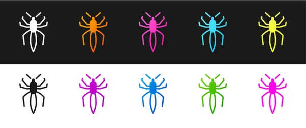 Définir Icône Spider Isolée Sur Fond Noir Blanc Bonne Fête — Image vectorielle
