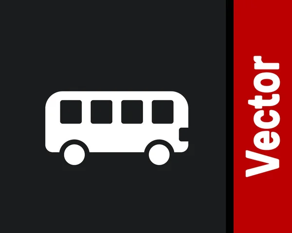 Witte Bus Speelgoed Pictogram Geïsoleerd Zwarte Achtergrond Vector — Stockvector