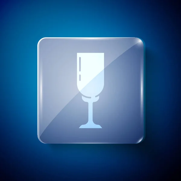 Weißes Glas Champagner Ikone Isoliert Auf Blauem Hintergrund Quadratische Glasscheiben — Stockvektor