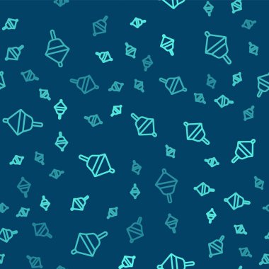 Yeşil çizgi Whirligig oyuncak ikonu mavi arka planda izole edilmiş kusursuz desen. Vektör.