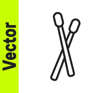 Siyah çizgili Drum çubukları simgesi beyaz arkaplanda izole edildi. Müzik aleti. Vektör.