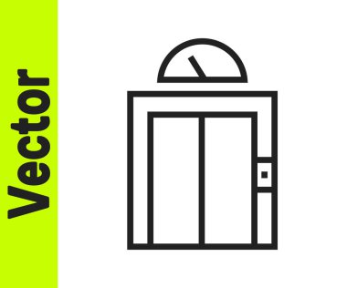 Siyah çizgi kaldırma simgesi beyaz arkaplanda izole edildi. Asansör sembolü. Vektör.