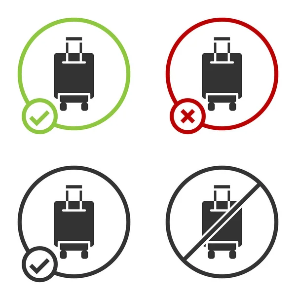Czarna Walizka Ikonę Podróży Izolowana Białym Tle Podróżujący Znak Bagażu — Wektor stockowy