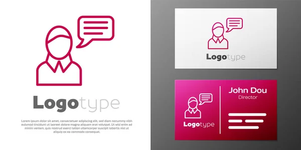 Logotype Line Icône Chat Bulle Vocale Isolée Sur Fond Blanc — Image vectorielle