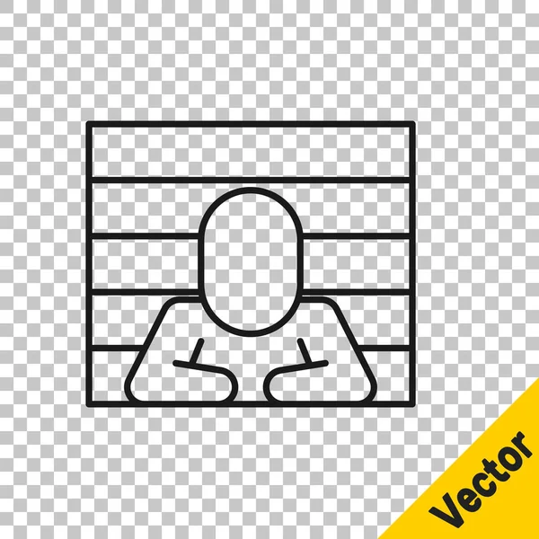 Schwarze Linie Gefangenensymbol Isoliert Auf Transparentem Hintergrund Vektor — Stockvektor