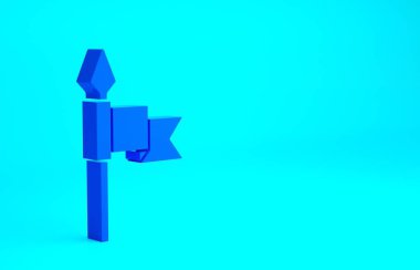 Mavi ortaçağ mızrak ikonu mavi arkaplanda izole edilmiş. Ortaçağ silahı. Minimalizm kavramı. 3d illüstrasyon 3B canlandırma.